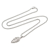 201 Stainless Steel Laser Cut Leaf Pendant Box Chain Necklaces for Women Men NJEW-Q004-08P-4