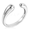 Anti-Tarnish Rhodium Plated 925 Sterling Silver Teardrop Open Cuff Ring for Women JR865A-1