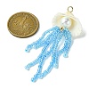 Natural Clam Shell & Glass Pearl & Glass Seed Beaded Big Pendants PALLOY-MZ00298-02-2