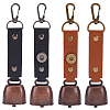 4Pcs 2 Colors Imitation Leather & Iron Bell Keychains AJEW-CL0002-41-7