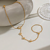 304 Stainless Steel Pave Flat Round Clear Cubic Zirconia Hand Chain Ring Bracelets for Women KK9979-3