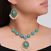 Bohemian Style Oval Alloy & Synthetic Turquoise Earrings & Necklaces Sets WG86A2C-09-2