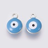 Double-sided Platinum Plated Alloy Enamel Charms LS-ENAM-WH0046-B05-1