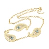 Brass Micro Pave Clear & Sky Blue Cubic Zirconia Teardrop Evil Eye Link Chain Necklaces KK-H203-14G-4