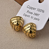 Letter Teardrop Brass Stud Earrings for Women EJEW-G391-02G-1