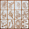 12Pcs PET Hollow Out Drawing Painting Stencils DIY-WH0394-0269-1