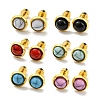 PVD Vacuum Plating 12 Pairs 6 Color Flat Round Resin Straight Barbell Stud Earrings AJEW-C032-01G-1