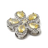 Brass Pave Cubic Zirconia 5-Petal Flower Multi-Strand Links KK-I276-30P-01-2