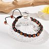 Adjustable Natural Carnelian and Non-magnetic Synthetic Hematite Braided Bead Bracelets BJEW-Z090-01D-3