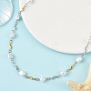 Nuggets Shell Pearl Beads & 304 Stainless Steel Wave Link Chain Necklaces NJEW-JN06364-1