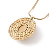 Natural Quartz Flat Round Pendant Necklace with 304 Stainless Steel Snake Chain NJEW-K244-07G-2