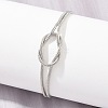 Brass Round Snake Chain Knot 2-Strand Bracelets for Women KK-CBA68DA-17C-P-3