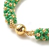 Glass Seed Beaded Bracelet with Brass Magnetic Clasp BJEW-JB07802-02-3
