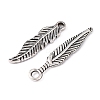 100Pcs 10 Style Tibetan Style Alloy Feather Pendants TIBEP-FS0001-07-3