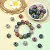 40Pcs 8 Colors Bohemian Style Printed Schima Wood Beads WOOD-FS0002-52-5