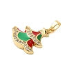 Christmas Theme Rack Plating Brass Cubic Zirconia Pendants KK-K385-119G-01-2