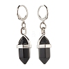 Bullet Natural Obsidian Pendant Hoop Earrings for Girl Women EJEW-JE04636-01-3