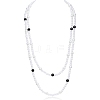 Baking Paint Pearlized Glass Pearl Round Beaded Long Necklaces NJEW-SW00066-02-1