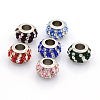 304 Stainless Steel Polymer Clay Rhinestone European Beads CPDL-J016-M-1