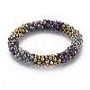 Crochet Glass Beads Braided Stretch Bracelet BJEW-T016-08H-1