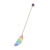 3Pcs Stainless Steel Feather & Alloy Bookmarks AJEW-JK00402-3