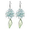 Flower & Leaf Acrylic Dangle Earrings EJEW-JE06178-3