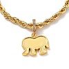 Brass Enamel Elephant Charm Bracelets BJEW-L652-22-G-4
