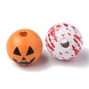 40Pcs 4 Colors Halloween Theme Printed Natural Wooden Beads WOOD-FS0001-03-4