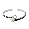 304 Stainless Steel Enamel Spanner Shaped Open Cuff Bangles for Women LS-BJEW-M316-06P-2