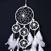 Native Style Five Rings Woven Net/Web with Feather Wall Hanging Decoration HJEW-A002-02-2