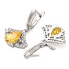 Brass Pave Cubic Zirconia Ginkgo Leaf Hoop Earrings for Women EJEW-I304-30P-3