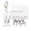 Non-Tarnish 3 Pairs 3 Styles 304 Stainless Steel Hoop Dangle Earrings for Women EJEW-K279-09A-P-1