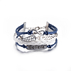 Zinc Alloy Believe & Wing & Infinity Leather Multi-strand Bracelets BJEW-BB15549-1