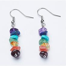 Natural & Synthetic Mixed Gemstone Dangle Earrings EJEW-JE02291