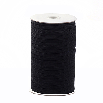 1/8 inch Flat Braided Elastic Rope Cord, Heavy Stretch Knit Elastic with Spool, Black, 3mm, about 180~200yards/roll(540~600 feet/roll)