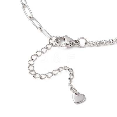 Alloy Heart Pendant 304 Stainless Steel Paperclip Chain & Rolo Chain Necklaces NJEW-JN05812-02-1