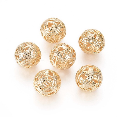 Hollow Brass Beads KK-L180-048G-1