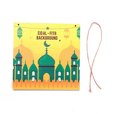Eid Theme Density Board Wooden Wall Ornament Doorplate Pendants HJEW-C004-01J-1