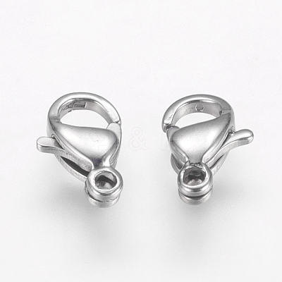 Tarnish Resistant 304 Stainless Steel Lobster Claw Clasps STAS-F125-9x6mm-P-1