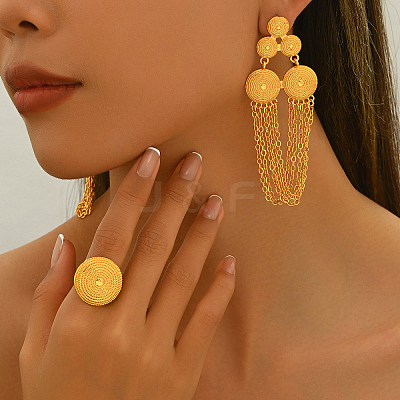 Vintage Alloy Round Tassel Earrings & Ring Sets for Women's Party Wedding LS-KC7338-1