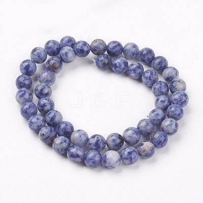 Natural Blue Spot Jasper Bead Strands X-G-R193-15-8mm-1