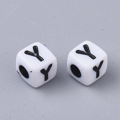 White Opaque Acrylic Beads MACR-R869-02Y-1