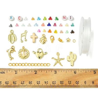 DIY Round Glass Seed Beads & Alloy Charms Bracelet Making Kits DIY-FS0007-19-1