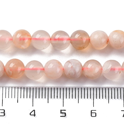 Natural Cherry Blossom Agate Beads Strands G-B130-6mm-02-1