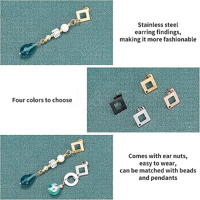 304 Stainless Steel Stud Earring Findings STAS-UN0015-34-1