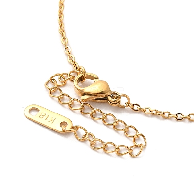 304 Stainless Steel Flat Round Pandant Necklace for Women NJEW-O126-01G-03-1