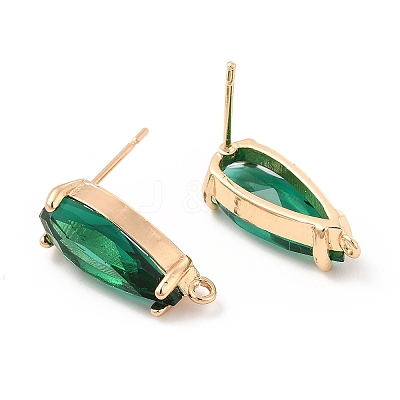 K9 Glass Stud Earring Teardrop Findings X-KK-E071-25KCG-03-1