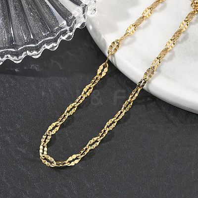 304 Stainless Steel Dapped Chains Bracelets for Women BJEW-D466-08A-G-1