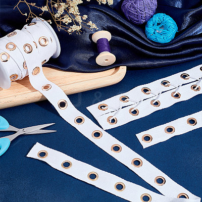 10 Yards Cotton Ribbons with Brass Eyelet Rings OCOR-PH0002-18B-1