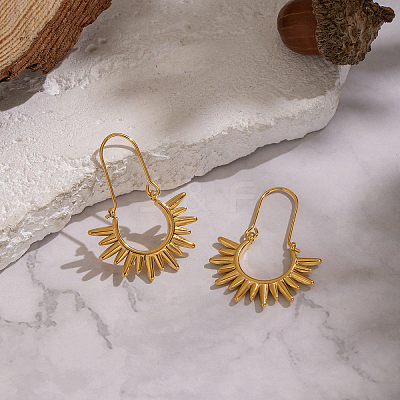 Vintage European Style Sun 304 Stainless Steel Hoop Earrings KG5327-1-1